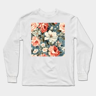 Shabby Chic Flowers Pattern 17 Long Sleeve T-Shirt